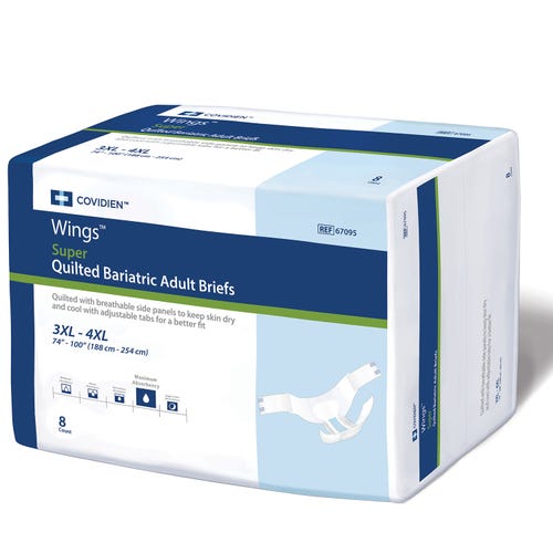 Covidien Wings Super Quilted Bariatric 3XL Adult Briefs - Maximum Absorbency