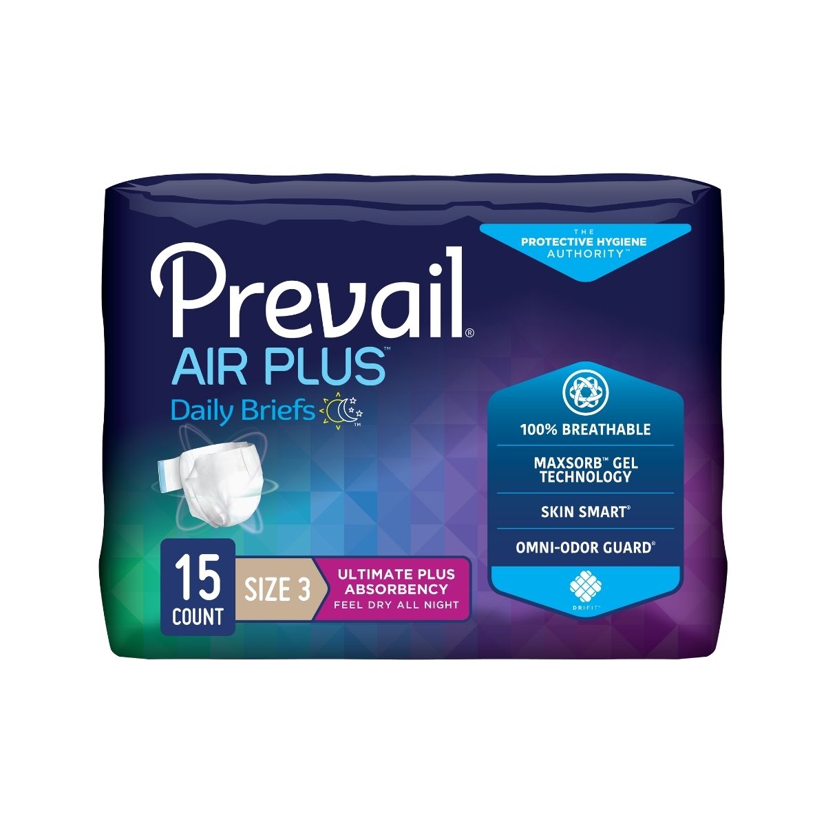 Prevail Breezers 360 Diapers with Tabs, Size 3